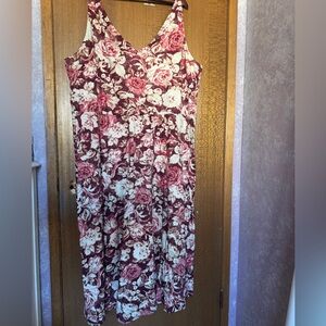 Chaps Floral Midi Sleeveless Dress